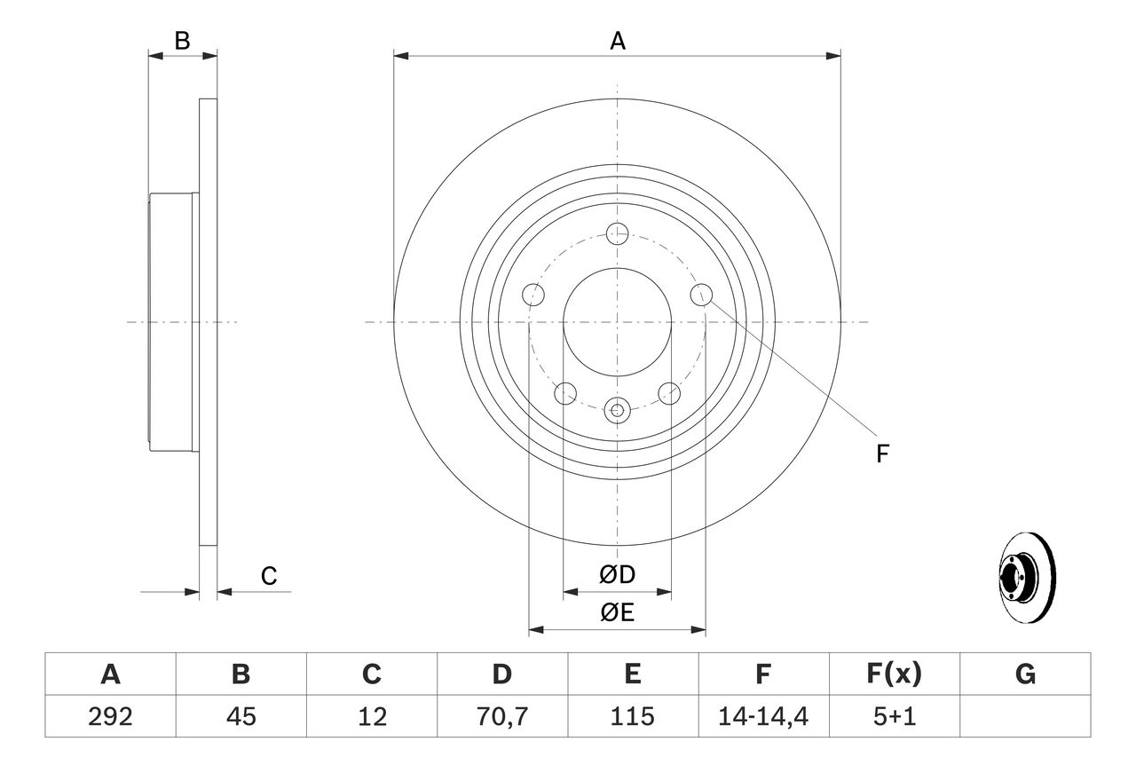 FREN DİSKİ (ARKA)(292MM) OPEL ASTRA J / 1.3 CDTI-1.4-1.4 LPG-1.6-1.4 TURBO 09-