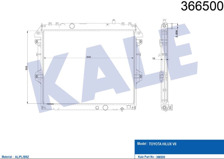 SU RADYATÖRÜ (BRAZING)(MT) TOYOTA HILUX III 2.5 TD (06+)