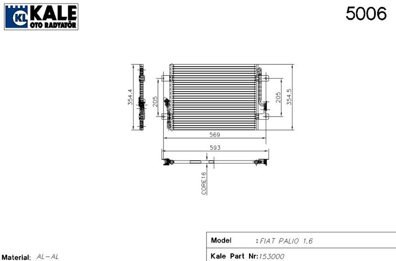 KLİMA RADYATÖRÜ (BRAZING)(KURUTUCUSUZ) ALBEA 1,3/1,6 (1 SIRA ALB)