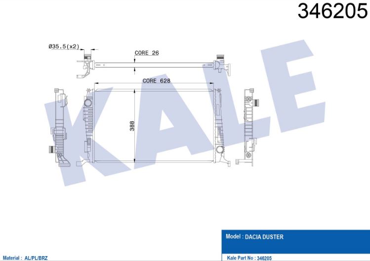 SU RADYATÖRÜ (BRAZING)(MT) DACIA DUSTER 1.5DCI 10-