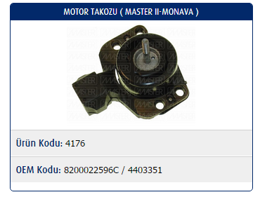 MOTOR TAKOZU (ÖN) RENAULT MASTER II 2.2-2.5 DCI 02- / MOVANO 2.2-2.5 DCI 02-