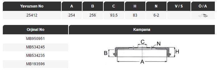 KAMPANA (ARKA)(254MM) MIT L200 PİCK-UP 86-