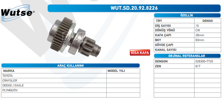 MARŞ DİŞLİSİ (DENSO) 10T TOYOTA/CRHYSLER/DODGE