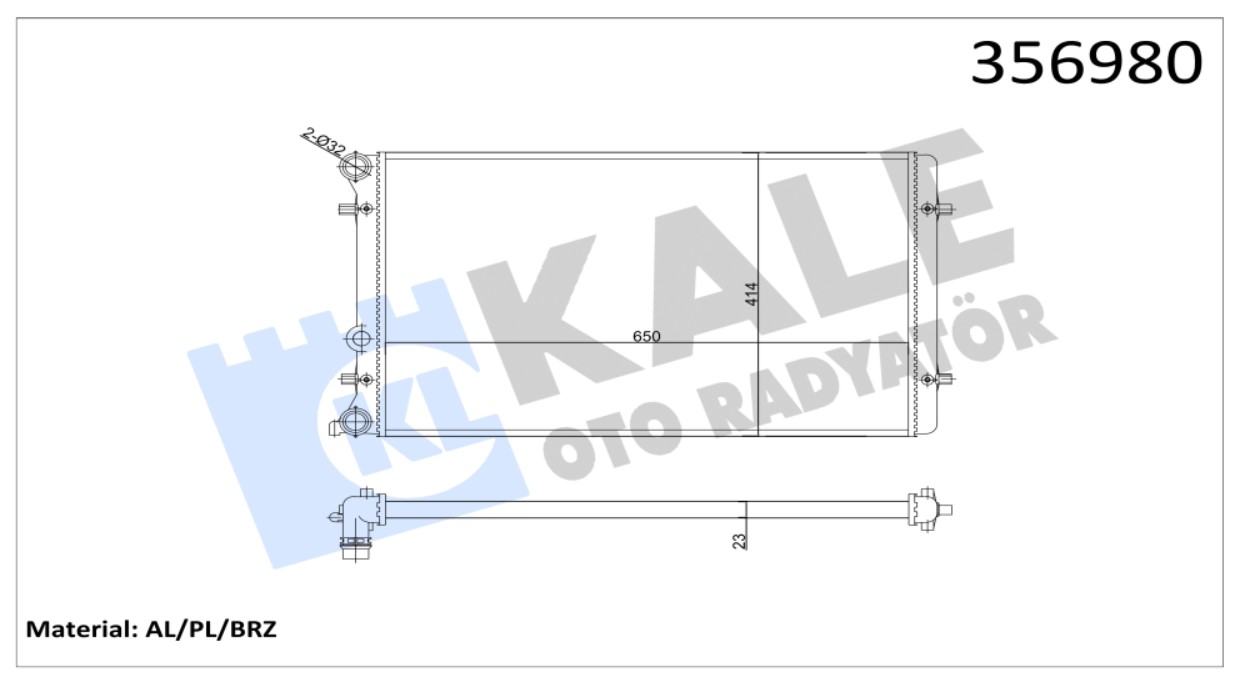 SU RADYATÖRÜ (MEKANİK)(MT) AUDI A3 / TT / SEAT LEON / TOLEDO II / SKODA OCTAVIA I / VW BORA / GOLF IV 1.6 1.8T 1.9TDI 98-