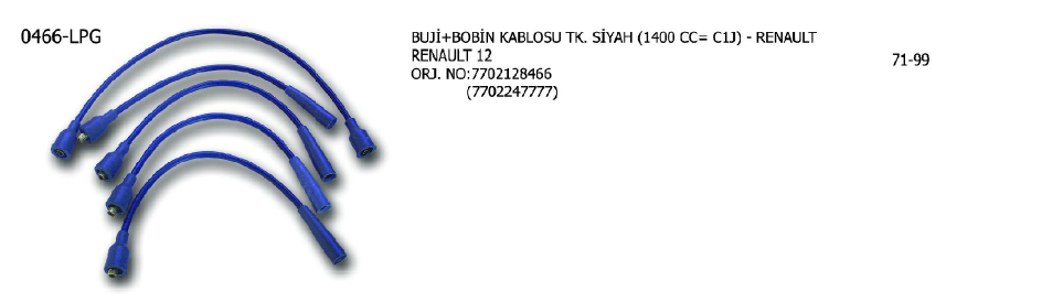 BUJİ KABLOSU TK RENAULT R12