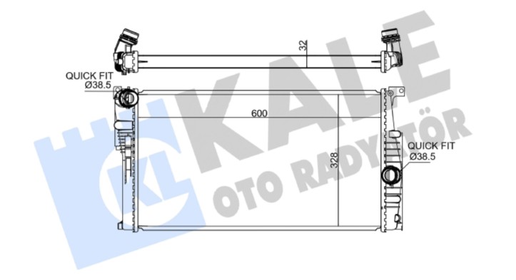 SU RADYATÖRÜ (BRAZING) BMW 1 (F20,F21) 114İ-120İ 114D-120D 11=>; 2 (F22,F23,F87) 218D 220D 12=> ; 3 (F30,F34,F80) 316İ-320İ 316D-320D 12=> ; 4 (F33,F36,F82) 418D 420D 13=> (MT) (AC/NAC)[600X328X32]