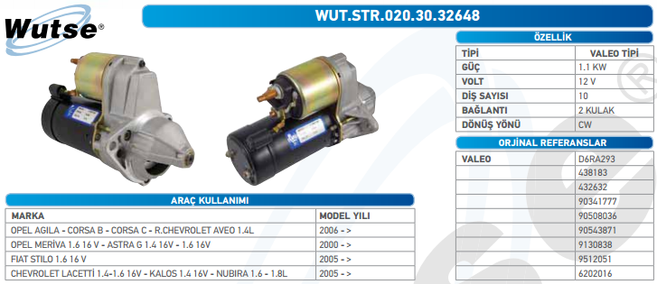 MARŞ MOTORU 12V (VALEO TİPİ) ASTRA F 1.4 91-CORSA B