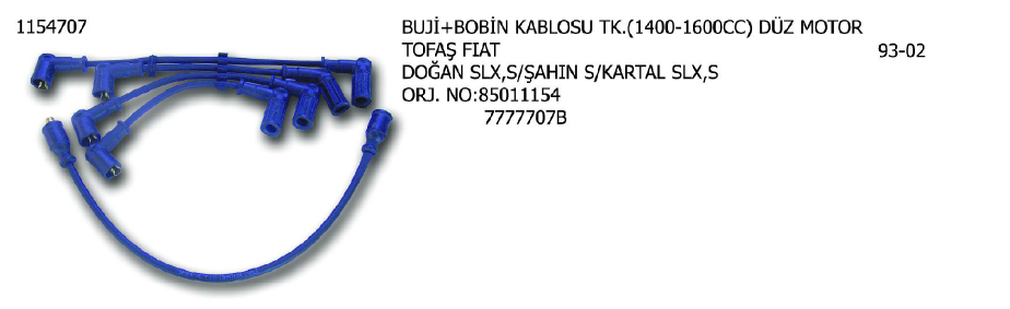 BUJİ+BOBİN KABLOSU DÜZ MOTOR FIAT DOGAN SLX / SAHIN S