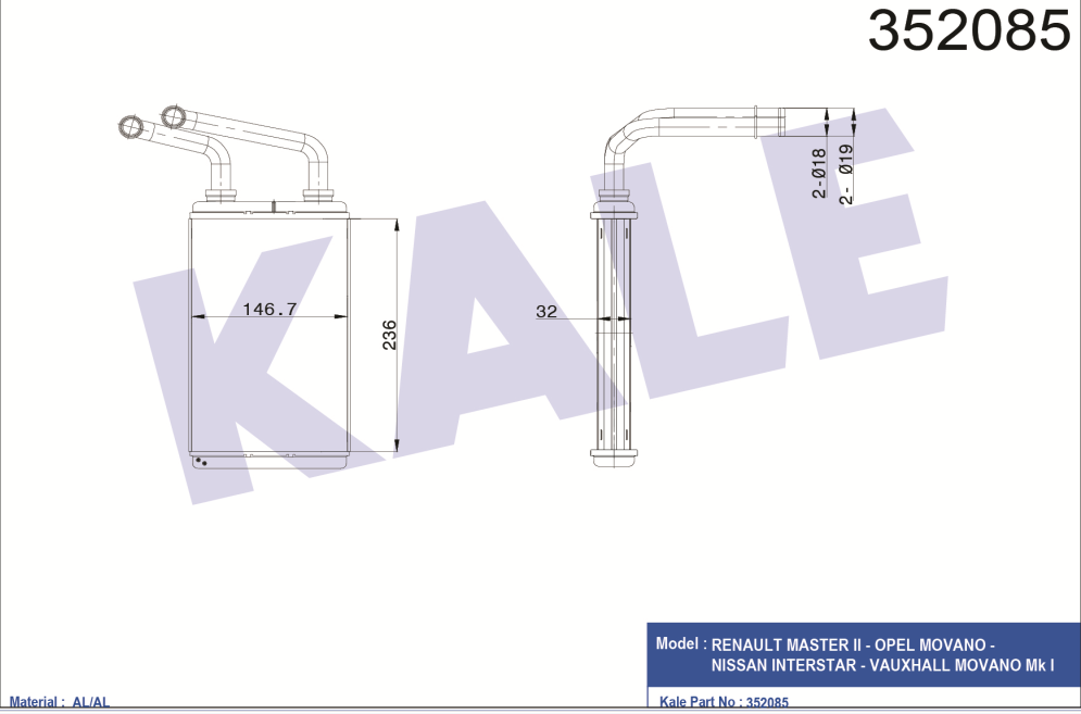 KALORİFER RADYATÖRÜ (BRAZING) RENAULT MASTER II - OPEL MOVANO - NISSAN