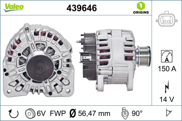 ALTERNATÖR 14V 150A (6 KANALLI) RENAULT CAPTUR / CLIO III / CLIO IV / KANGOO / LAGUNA III / MEGANE II-III / MEGANE IV / SCENIC III K9K