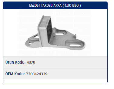 EGZOST TAKOZU (ARKA) RENAULT CLIO II 1.2-1.4-1.6