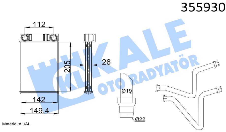 KALORİFER RADYATÖRÜ OPEL MOKKA ; MOKKA X 1.4 1.6/1.7CDTI 12=> - CHEVROLET AVEO 1.2 1.3D 1.4 1.6 11> ; TRAX 1.4 1.6 1.7TD 12=>