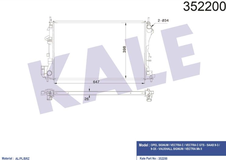 SU RADYATÖRÜ (BRAZING)(MT) OPEL SIGNUM/VECTRA C/SAAB 9-3/9-3X