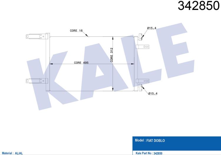 KLİMA RADYATÖRÜ (BRAZING)(KURUTUCUSUZ) FIAT DOBLO 1.9D (01+) AL/AL