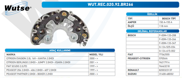 DİOT TABLASI (BOSCH TİPİ) PEU PARTNER-307 -407-CIT C4-C5