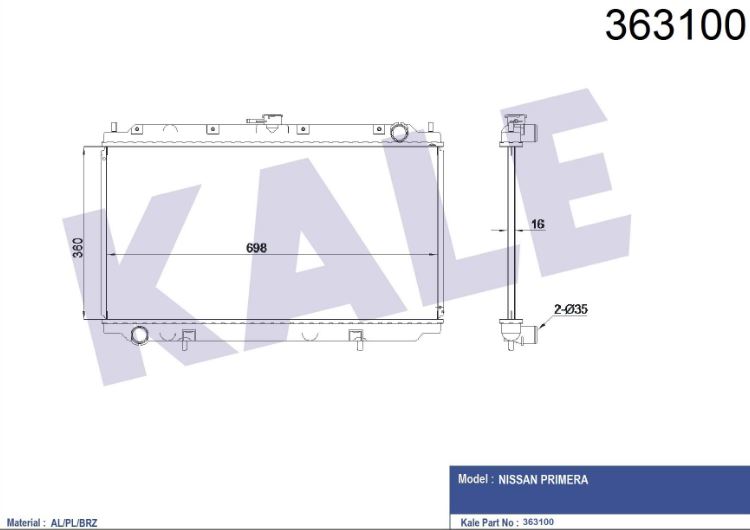 SU RADYATÖRÜ (BRAZING)(MT) NISSAN PRIMERA (WP11) PRIMERA (P11)