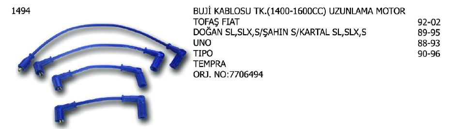 BUJİ KABLOSU FIAT DOGAN 1.6 93-02