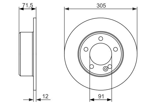 FREN DİSKİ (ARKA)(305MM) NISSAN NV400 Panelvan/Van dCi 100 11-16 / OPEL MOVANO B Platform şasi 2.3 CDTI RWD 14- / RENAULT MASTER III Panelvan/Van 2.3 dCi 130 RWD 12-