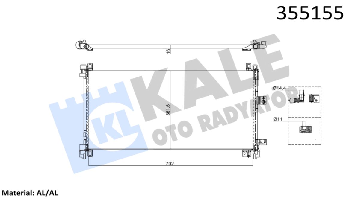 KLİMA RADYATÖRÜ (BRAZING)(KURUTUCULU) PEUGEOT 508 I / 508 SW I 2.2HDI 10-18 / CITROEN C5 III 2.2/3.0HDI / C6 3.0HDI 09-