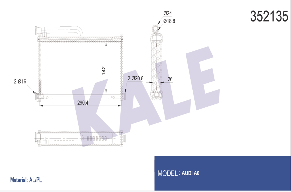 KALORİFER RADYATÖRÜ (BRAZING) RADYATÖRÜ AUDI A6 2.0-2.7 TDI 04=>