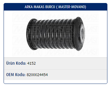 MAKAS BURCU (ARKA) RENAULT MASTER II / OPEL MOVANO