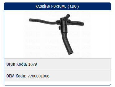 KALORİFER HORTUMU RENAULT CLIO I 1.8