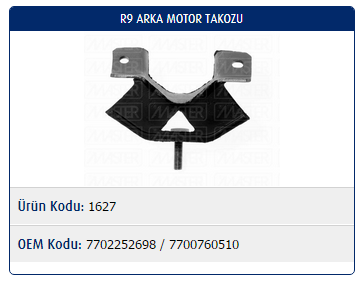 MOTOR TAKOZU (ARKA) RENAULT R9 / R11