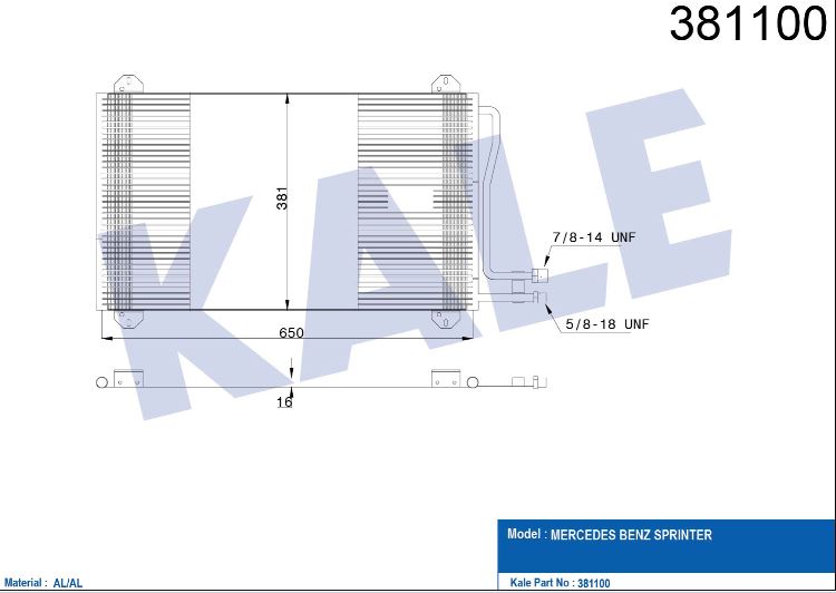 KLİMA RADYATÖRÜ (BRAZING)(KURUTUCUSUZ) M.BENZ 2-T / 3-T / 4-T / 5-T 95-06