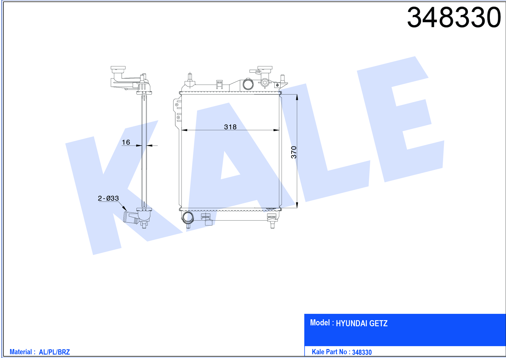 SU RADYATÖRÜ (BRAZING)(MT) HYUNDAI GETZ 1.3 12V 02-