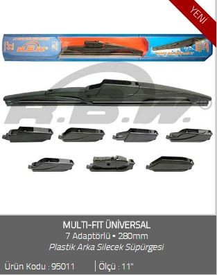 ARKA SİLECEK SÜPÜRGESİ (PLASTİK)(MULTI-FIT) 280mm (11")(7 APARATLI)(ÜNİVERSAL)