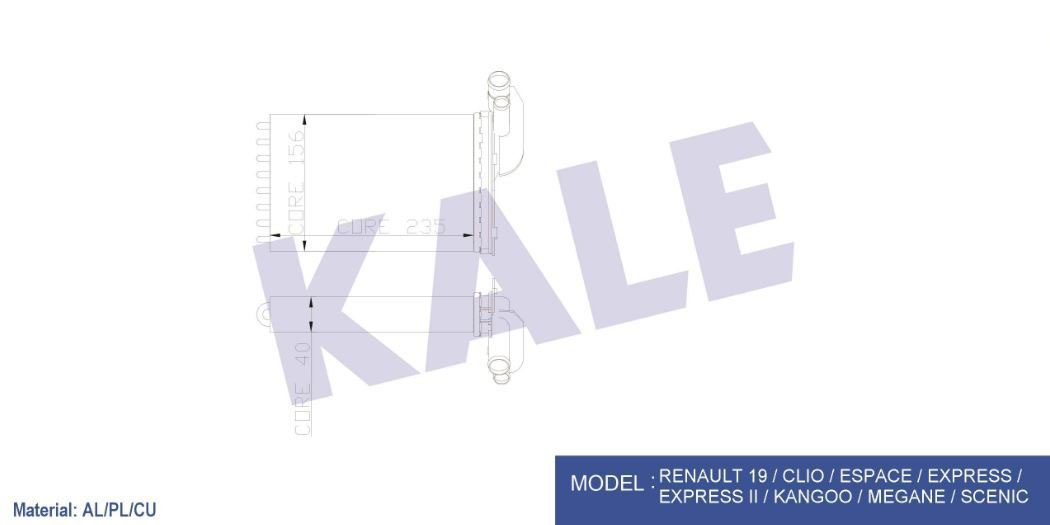 KALORİFER RADYATÖRÜ (BORULU) RENAULT R19 / CLIO / KANGOO (2 SIRA AL+PL)