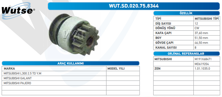 MARŞ DİŞLİSİ MITSIBUSHI L300 2.5TD Y.M.12T