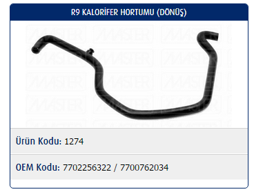 KALORİFER ÇIKIŞ HORTUMU RENAULT R9 SPRING 1.4-1.6 KRB.