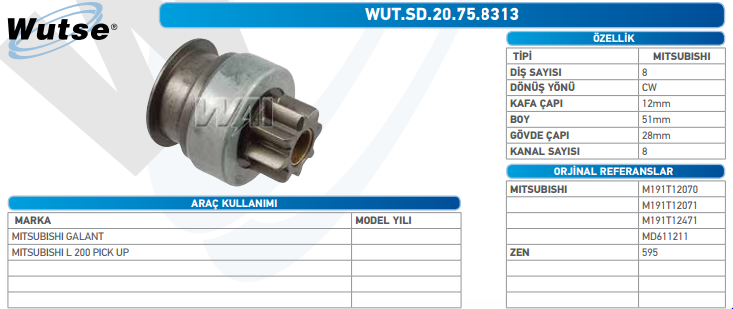 MARŞ DİŞLİSİ (MITSUBISHI TİPİ) 8T MIT GALANT-MITSUBSIHI PICKU