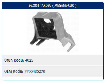 EGZOST TAKOZU RENAULT MEGANE I / CLIO SYMBOL