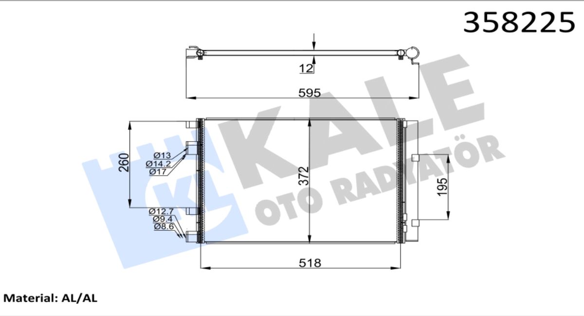 KLİMA RADYATÖRÜ (BRAZING)(KURUTUCULU)(E.N:343015) HYUNDAI ACCENT BLUE IV 1.6CRDI 11- /  İ20 1.4CRDI 09- / KIA RIO 1.4CRDI 11-