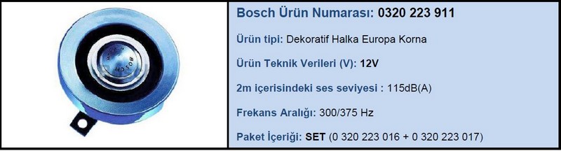 DİDİT KORNA 12V. (DEKORATİF HALKA EUROPA)(115dB) 