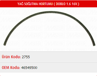 YAĞ SOĞUTMA HORTUMU FIAT PALIO 1.6 16V 97- / SIENA 1.6 16V 97- / ALBEA 1.6 16V 97- / DOBLO 1.6 16V 97- / MAREA 1.6 16V 97- / BRAVA 1.6 16V 97- / BRAVO 1.6 16V 97-