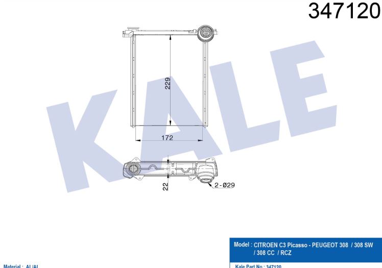 KALORİFER RADYATÖRÜ (BRAZING) PEUGEOT 308/308 CC 1.4 16V-1.6 16V 07-