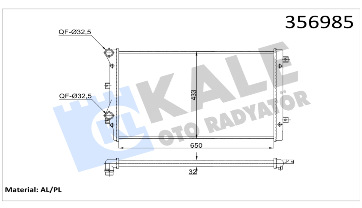 SU RADYATÖRÜ (MEKANİK)(MT) AUDI A3 / TT 04- / SEAT ALTEA / LEON / TOLEDO III 07- / SKODA OCTAVIA / SUPEB / YETI 07- / VW GOLF VI / JETTA III-IV / PASSAT / SCIROCCO 09- 1.8/2.0TFSI-TSI