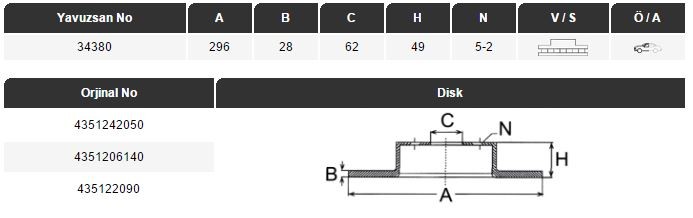 FREN DİSKİ (ÖN)(296MM) RAV 4 2.0-2.2 VVTI 06-