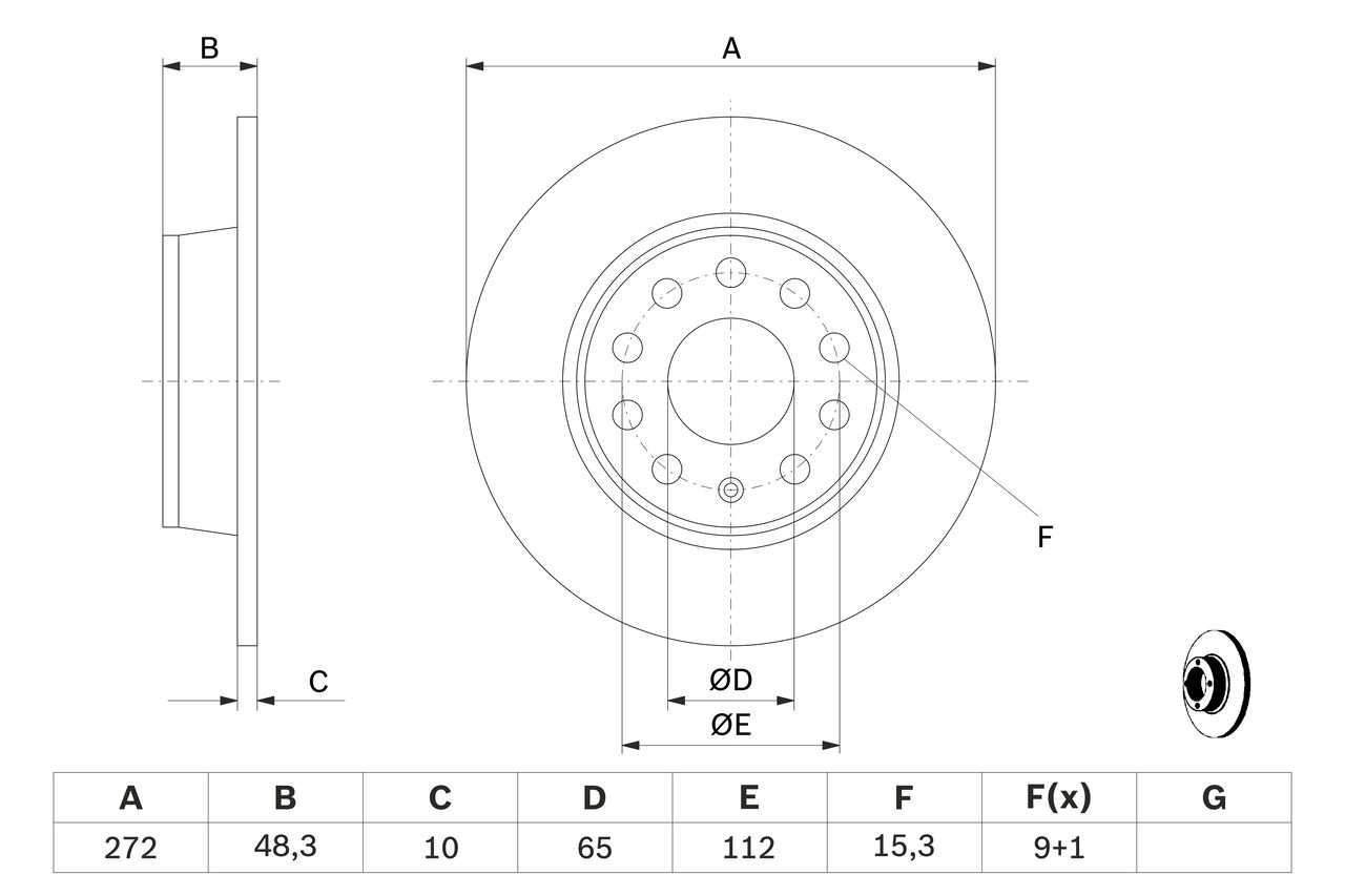 FREN DİSKİ (ARKA)(272MM)(ESKİ NO:0986479677) VW CADDY III 10- / CADDY IV 15- / GOLF VI 09- / GOLF VII 13- / GOLF VIII 20- / JETTA III 05- / JETTA IV 10- / AUDI A1 16- / A3 08- / SEAT LEON 05- / SKODA OCTAVIA II 08-
