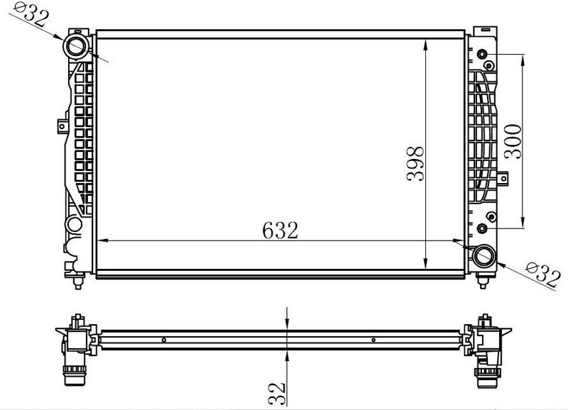 SU RADYATÖRÜ (BRAZİNG)(AT)(BAU004) AUDİ AUDİ A4 96- A6 01- PASSAT