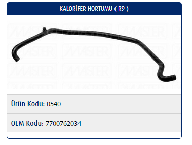 KALORİFER HORTUMU RENAULT R9 1.4-1.6 KRB.