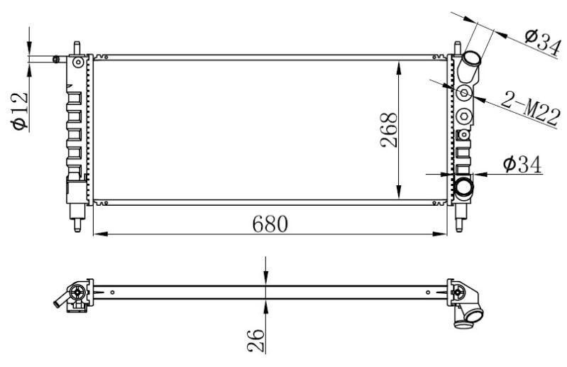 SU RADYATÖRÜ (BRAZİNG)(MT)(BOP186) CORSA B 1.0İ / 1.2İ 93-