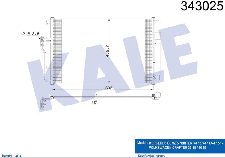 KLİMA RADYATÖRÜ (BRAZING)(KURUTUCULU) VW CRAFTER 06- / MB SPRINTER 06-