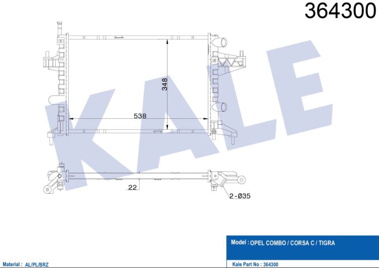 SU RADYATÖRÜ (BRAZING)(MT) OPEL COMBO/CORSA C/TIGRA