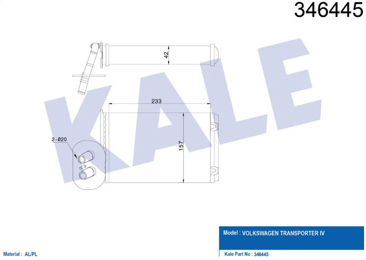 KALORİFER RADYATÖRÜ (MEKANİK) VW TRANSPORTER T4 (96-03) NAC KLİMALI