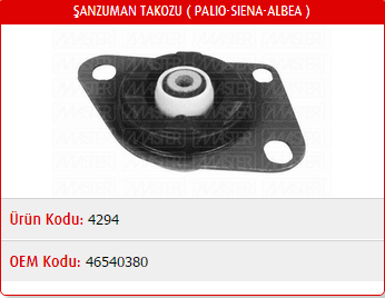 ŞANZUMAN TAKOZU FIAT PALIO 1.2-1.4-1.6 / SIENA 1.2-1.4-1.6 / ALBEA 1.2-1.4-1.6