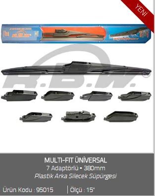 ARKA SİLECEK SÜPÜRGESİ (PLASTİK)(MULTI-FIT) 380mm (15")(7 APARATLI)(ÜNİVERSAL)